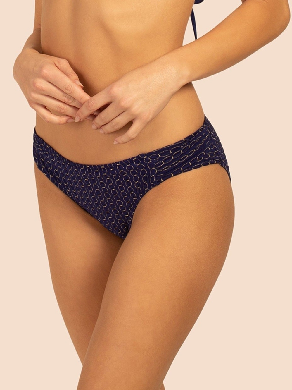 Trina Turk Navy Blue Printed Bikini Bottoms Size 14